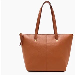 Jcrew Devon too zip tote in tan leather.